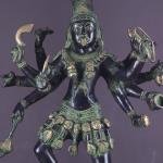 Vintage Brass Kali Mata Statue - 25" Tall, 10 Arms | Black Green Heat Treated Finish | Dashbhuja Kali | Divine Grace & Powerful Presence | Handcrafted Masterpiece